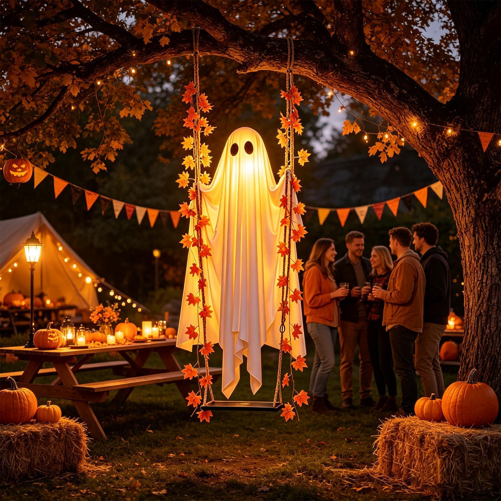 Outdoor Lighting Front Yard - Hiasan Hantu Bercahaya Berayun dengan Remote