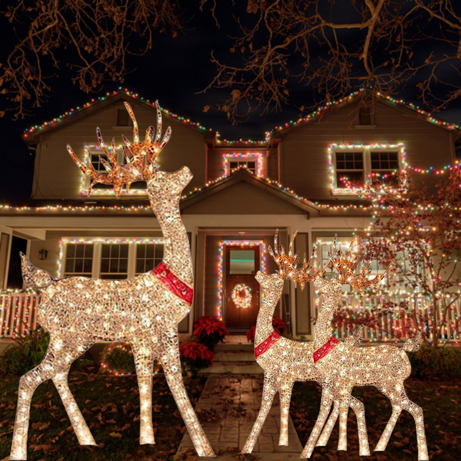Outdoor Lighting Front Yard - Dekorasi Natal berlampu rusa 1 buah