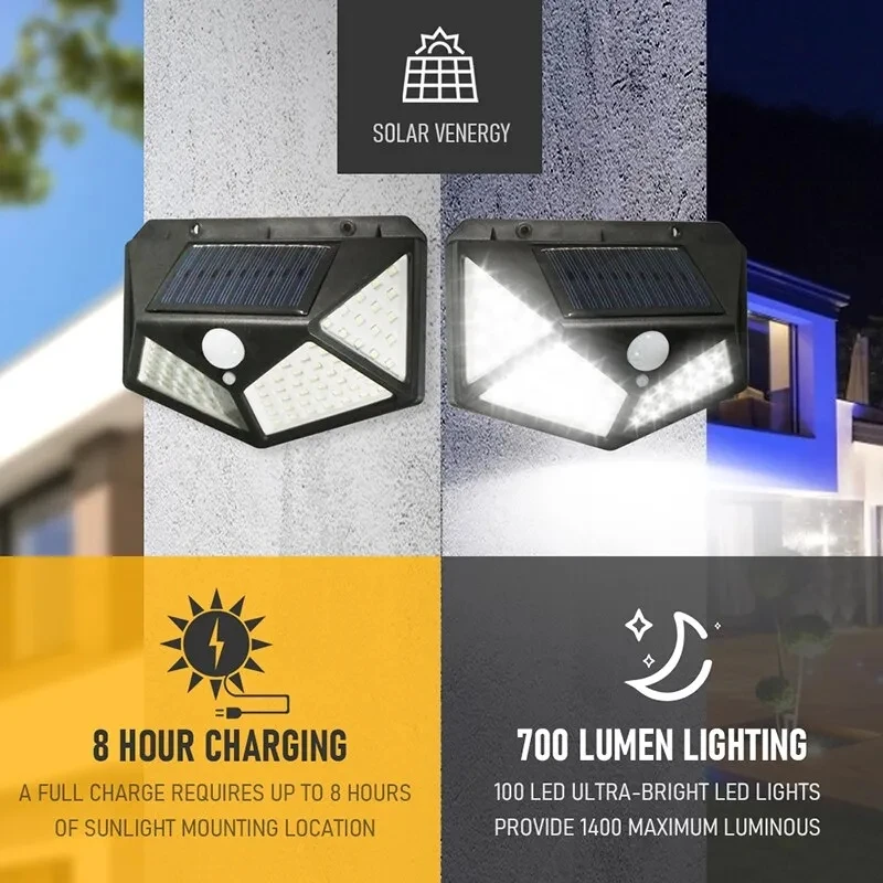 Outdoor Lighting Motion Sensor - Lampu Tenaga Surya Multifungsi 100Led Dekorasi