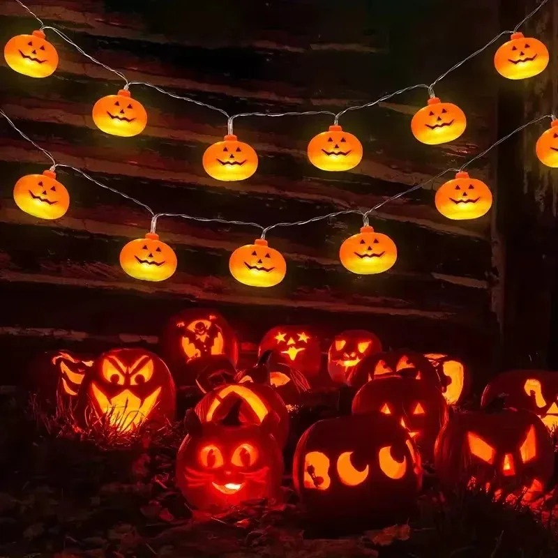Outdoor Lighting Lanterns - Lampu Hias Labu Halloween 20LED Baterai
