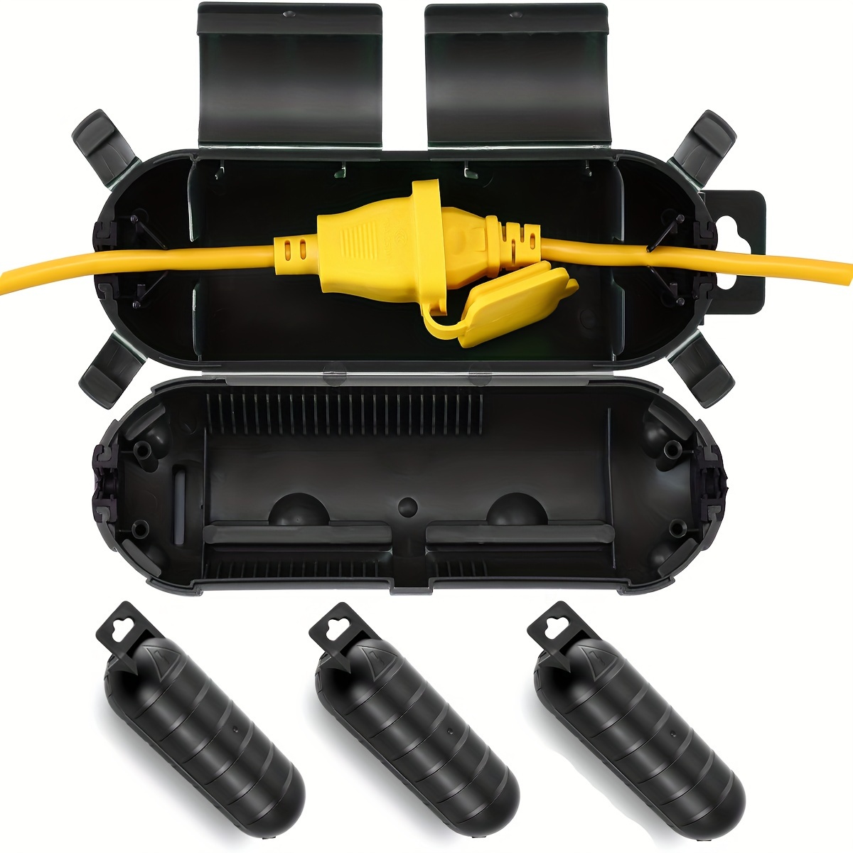 Outdoor Lighting Extension Cord - 1/3 Buah Penutup Kabel Ekstensi Hitam
