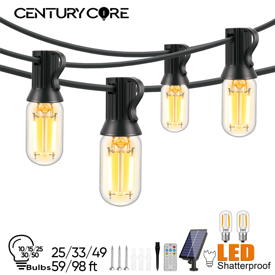 LED T22 Lampu Tali Surya 8 Mod - String Light Bistro ulasan dan harga