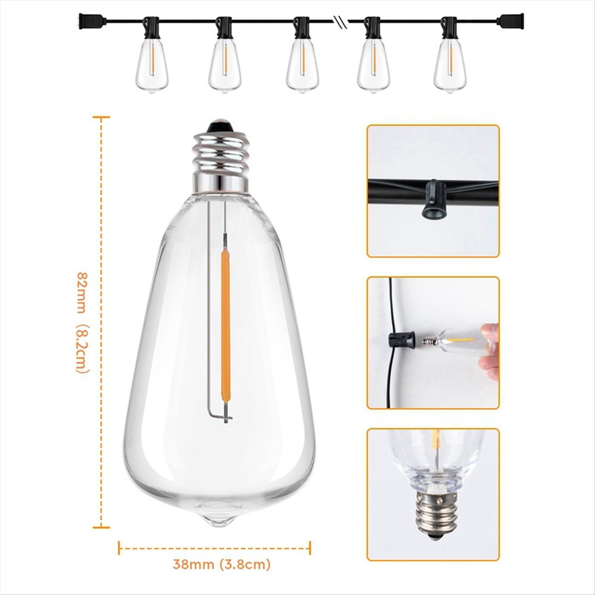 Lampu LED ST38 Terbaik Lampu T - String Light Bistro ulasan dan harga