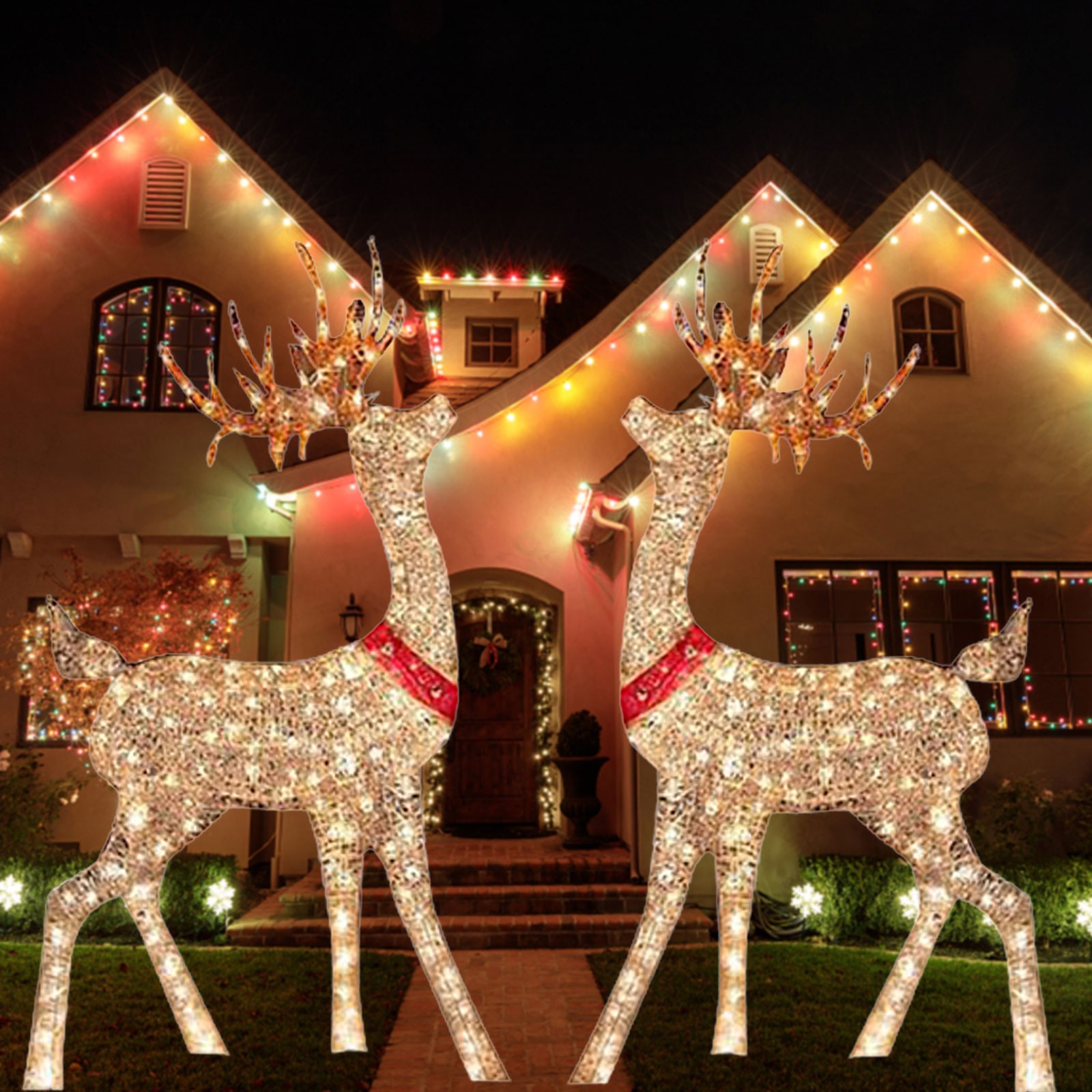 Dekorasi Natal berlampu rusa 1 - Outdoor Lighting Front Yard ulasan dan harga