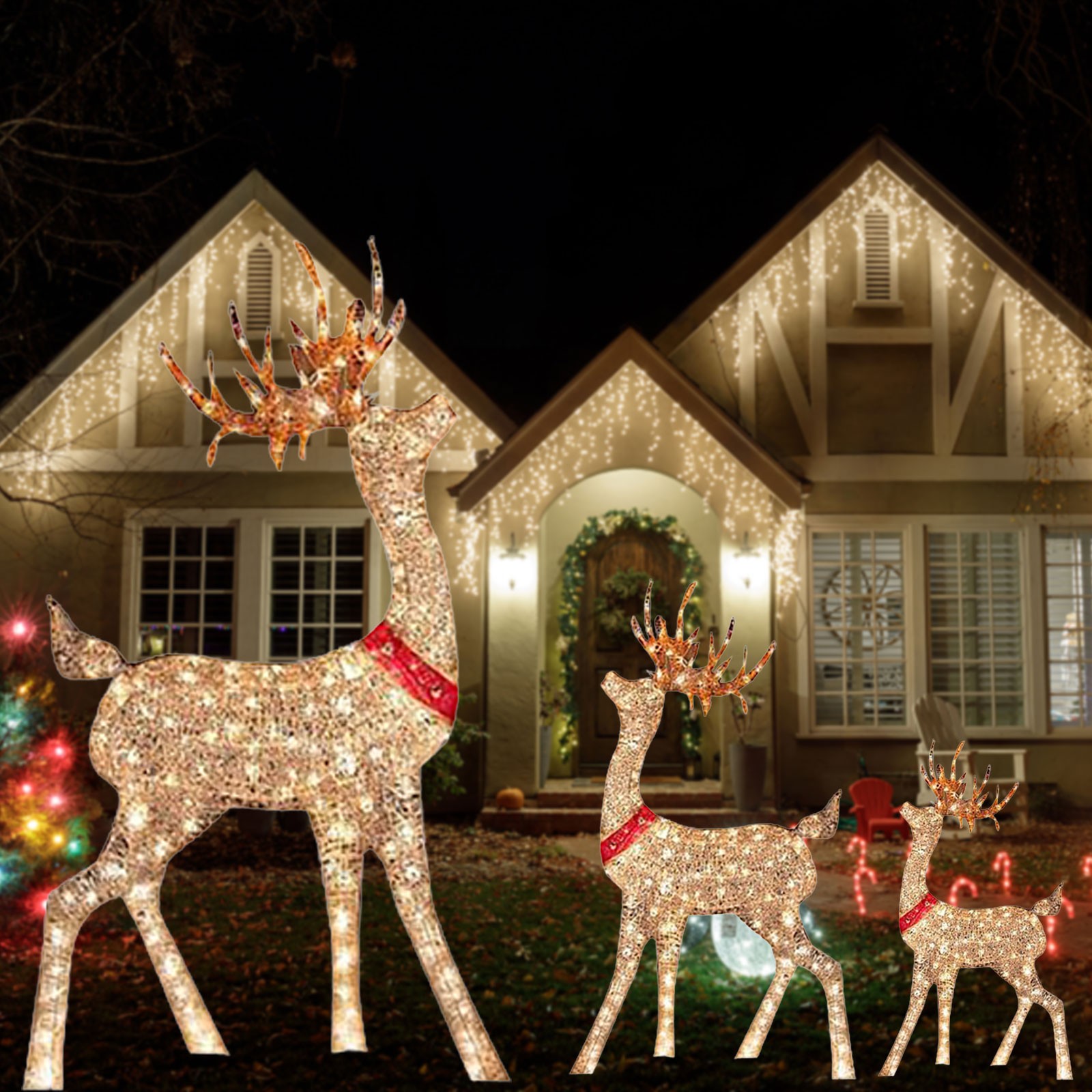 Dekorasi Natal berlampu rusa 1 - Outdoor Lighting Front Yard ulasan dan harga